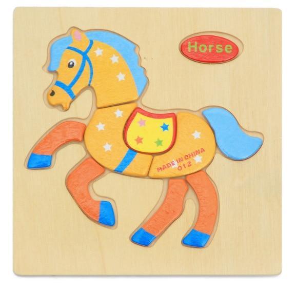 3D Wooden Children Interesting Puzzle Toys With Animals and Cars Exellent Puzzles Intelligence Kids Early Educational Toys For Children - BIG FRENCHIES