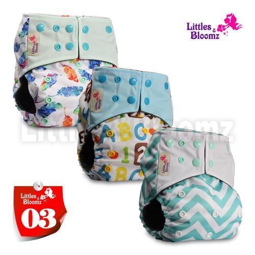 Modern Luxury Printed Washable Real Cloth Pocket Nappy,3 nappies/diapers Set For Girls and Boys Baby In Elegant Style - BIG FRENCHIES