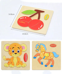 Wooden 3D Stevvex Modern Interesting Baby Learning Puzzles for Children Cartoon Animal Fruit Puzzles Intelligence Kids Children Educational Toy - BIG FRENCHIES