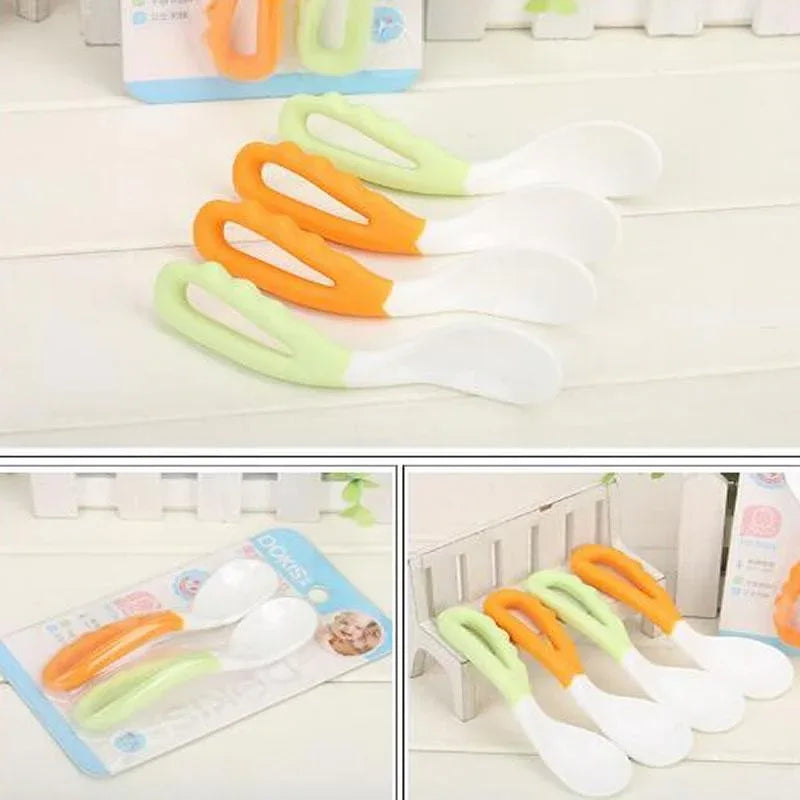 Baby Food Supplement Feeding Spoon Children's Products Curved Handle Easy To Grasp Children Tableware Baby Diet Training Spoon for eating - BIG FRENCHIES