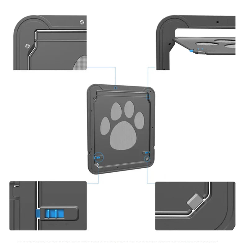 4-Way Lockable Pet Door – Durable Plastic Dog & Cat Flap for Screen Windows and Doors - BIG FRENCHIES