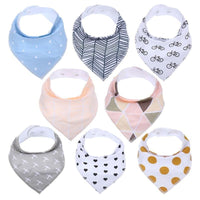 8PCS/SET Comfortable Colorful 100% Organic Cotton Adjustable Snaps Bandana Saliva Bibs For Baby Boys & Girls Kids - BIG FRENCHIES