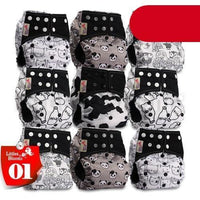 Modern 9/6PCS Set Bamboo Charcoal Washable Real Cloth Pocket NappiesFor Baby Boys and Girls Diaper Set In Modern Design - BIG FRENCHIES
