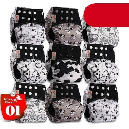 Modern 9/6PCS Set Bamboo Charcoal Washable Real Cloth Pocket NappiesFor Baby Boys and Girls Diaper Set In Modern Design - BIG FRENCHIES