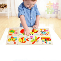 Wooden 3D Stevvex Modern Interesting Baby Learning Puzzles for Children Cartoon Animal Fruit Puzzles Intelligence Kids Children Educational Toy - BIG FRENCHIES