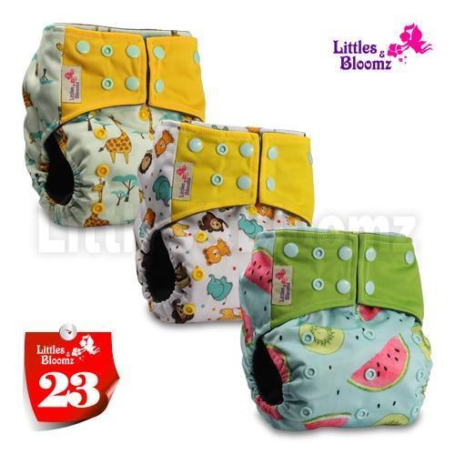 Modern Luxury Printed Washable Real Cloth Pocket Nappy,3 nappies/diapers Set For Girls and Boys Baby In Elegant Style - BIG FRENCHIES