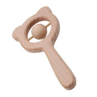 Modern Wooden Rattle Beech Bear Hand Teething Wooden Ring Baby Rattles Play Educational Toys For Kids - BIG FRENCHIES