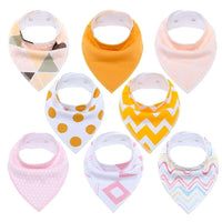 8PCS/SET Comfortable Colorful 100% Organic Cotton Adjustable Snaps Bandana Saliva Bibs For Baby Boys & Girls Kids - BIG FRENCHIES