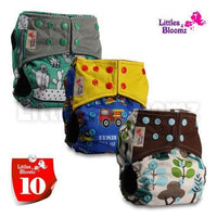 Modern Luxury Printed Washable Real Cloth Pocket Nappy,3 nappies/diapers Set For Girls and Boys Baby In Elegant Style - BIG FRENCHIES