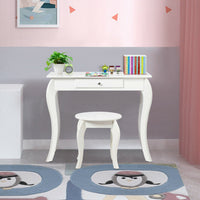 Kids Princess Makeup Dressing Play Table Set with Mirror -Pink