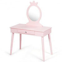 Kids Vanity Makeup Table & Chair Set Make Up Stool-White