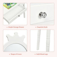 Kids Vanity Makeup Table & Chair Set Make Up Stool-White