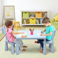 3 Pieces Toddler Multi Activity Play Dining Study Kids Table and Chair Set-Blue - Color: Blue