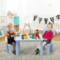 3 Pieces Toddler Multi Activity Play Dining Study Kids Table and Chair Set-Blue - Color: Blue