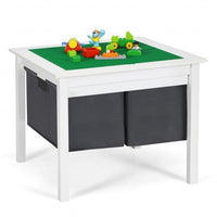 2-in-1 Kids Activity Table and 2 Chairs Set with Storage Building Block Table-Espresso
