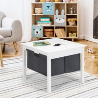 2-in-1 Kids Activity Table and 2 Chairs Set with Storage Building Block Table-Espresso