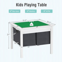2-in-1 Kids Activity Table and 2 Chairs Set with Storage Building Block Table-Espresso
