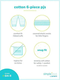Simple Joys by Carter's Boys' 6-Piece Snug Fit Cotton Pajama Set 18 Months Dinosaur/Shark/Surfer/Stripe - # BOAA11710013