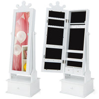 2-in-1 Kids Play Jewelry Armoire with Full Length Mirror and Drawers-Pink
