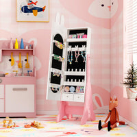 Kids Jewelry Armoire Cabinet with 2 Tilt Angles and Large Capacity-Pink