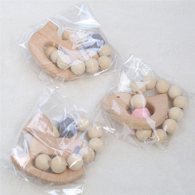 Modern Baby Silicone Wooden Nursing Bracelets Wood Teether Silicone Beads Teething Wood Rattles Toys for Baby - BIG FRENCHIES