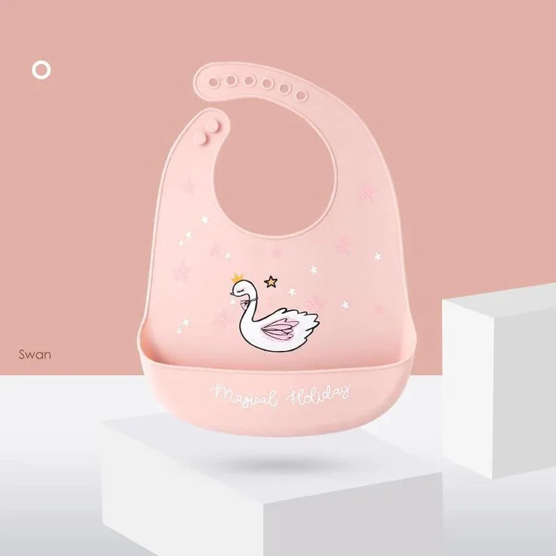 Cute Cartoon Print Baby Bibs Waterproof Soft Silicone Baby Feeding Stuff Dinosaur Pattern Bib For Kids - BIG FRENCHIES