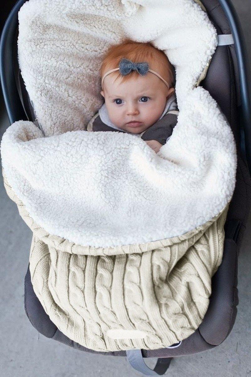 Warm Baby Blanket Knitted Newborn Swaddle Wrap Soft Sleeping Bag Footmuff Cotton Envelope For Stroller Accessories For Baby - BIG FRENCHIES