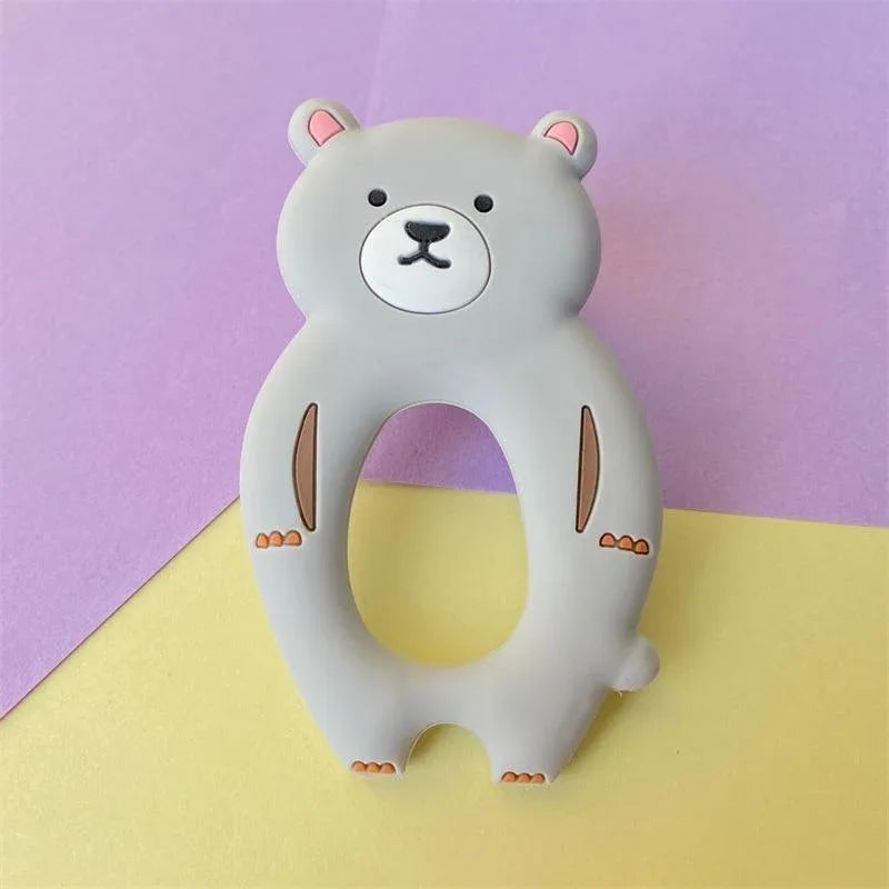4pcs Bear Silicone Teether Baby Teething Toys Chewable Cartoon Animal Shape Baby Products Nursing Gift - BIG FRENCHIES
