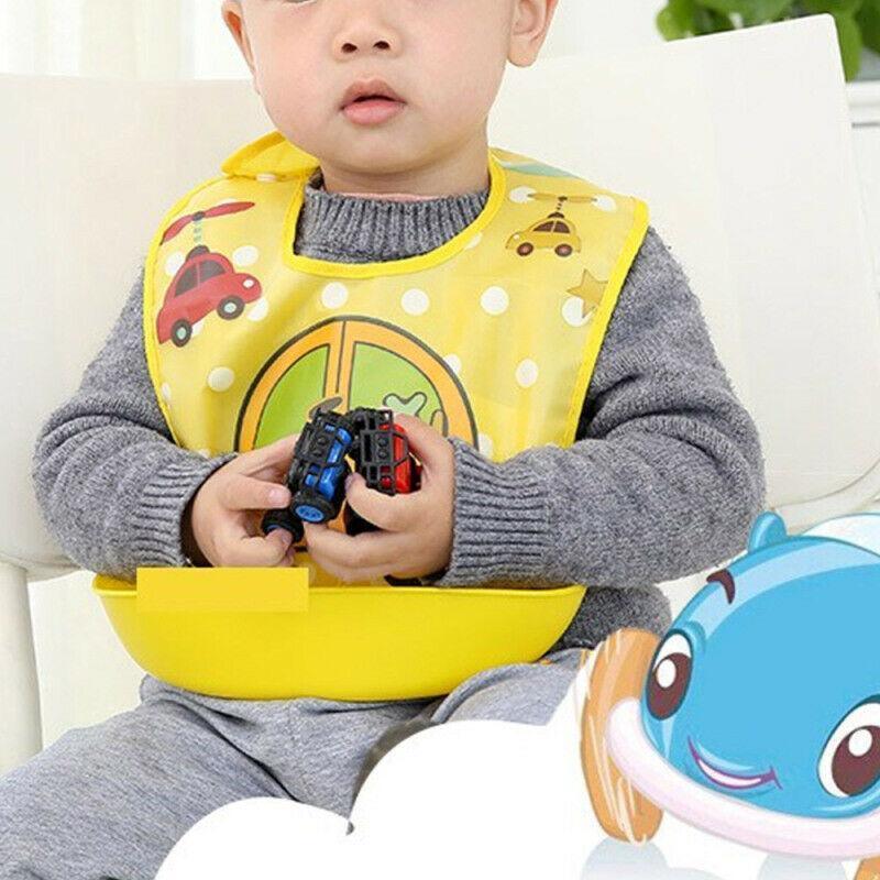 Baby Waterproof Silicone Bibs Burp Cloths Washable Roll Up Crumb Catcher Feeding Bib - BIG FRENCHIES