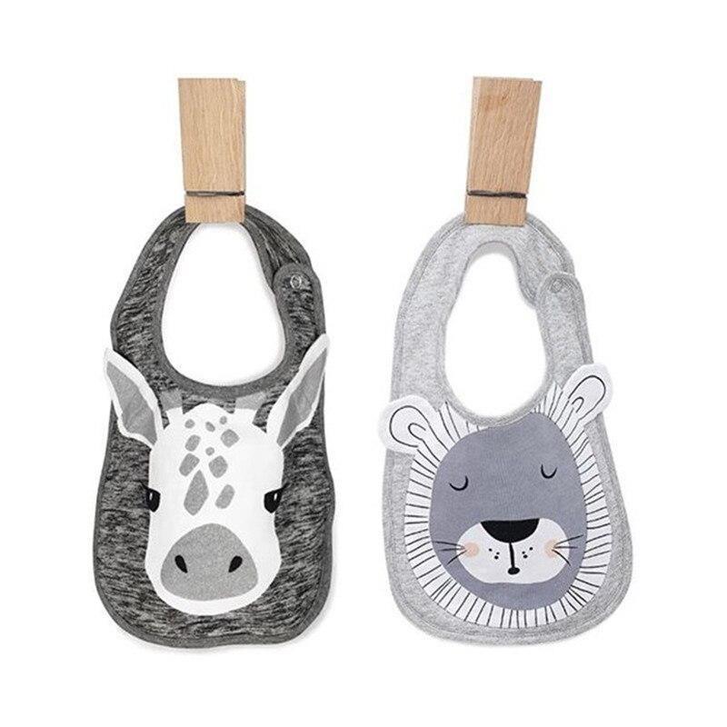 Luxury Cartoon Animal Cotton Printing Snap Button Bib Waterproof Saliva Towel Infant Cloths Feeding Apron For Kids - BIG FRENCHIES