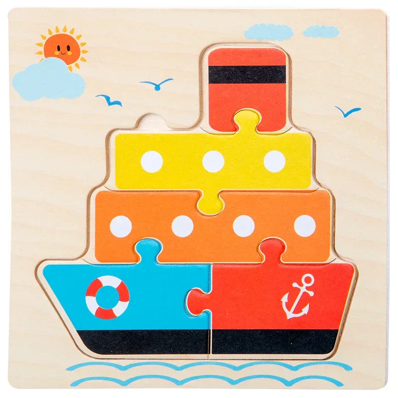 Baby Wooden 3D Tangram Puzzle – Educational Cartoon Animal Toy - BIG FRENCHIES