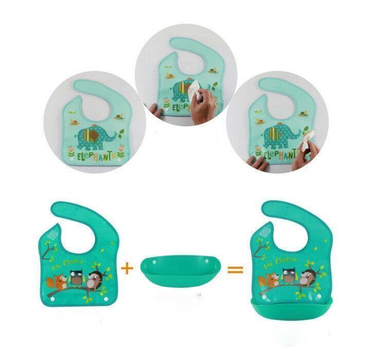 Waterproof Silicone Bib Feeding Food Catcher Baby Newborn Cartoon Aprons Adjustable Baby Bibs For Kids - BIG FRENCHIES