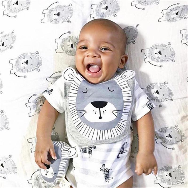 Luxury Cartoon Animal Cotton Printing Snap Button Bib Waterproof Saliva Towel Infant Cloths Feeding Apron For Kids - BIG FRENCHIES