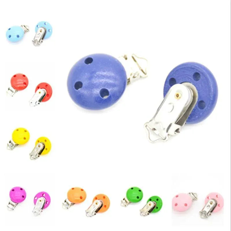 Wooden Baby Children Pacifier Holder Clip Infant Cute Round Nipple Clasps For Baby Product - BIG FRENCHIES