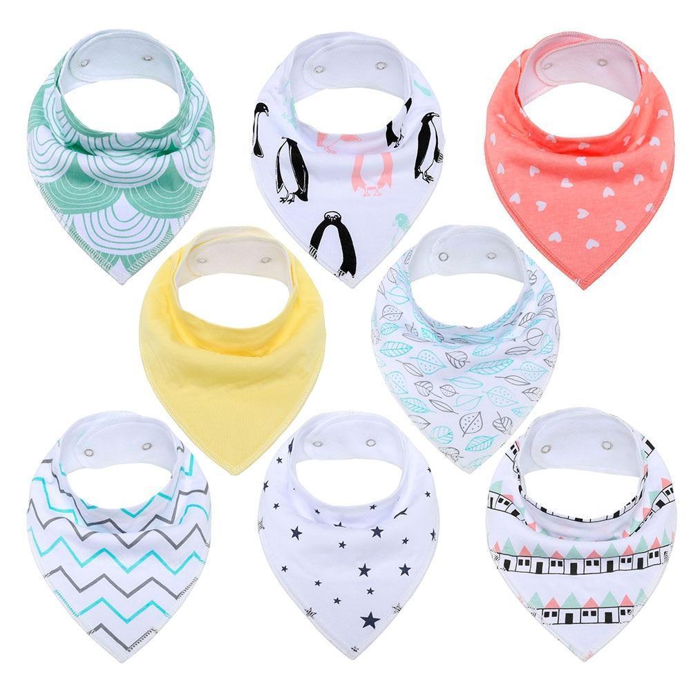8PCS/SET Pack Baby Bandana Organic Absorbent Soft Cotton Drool Bibsfor Teething And Feeding Bib For Baby and Kids Feeding - BIG FRENCHIES