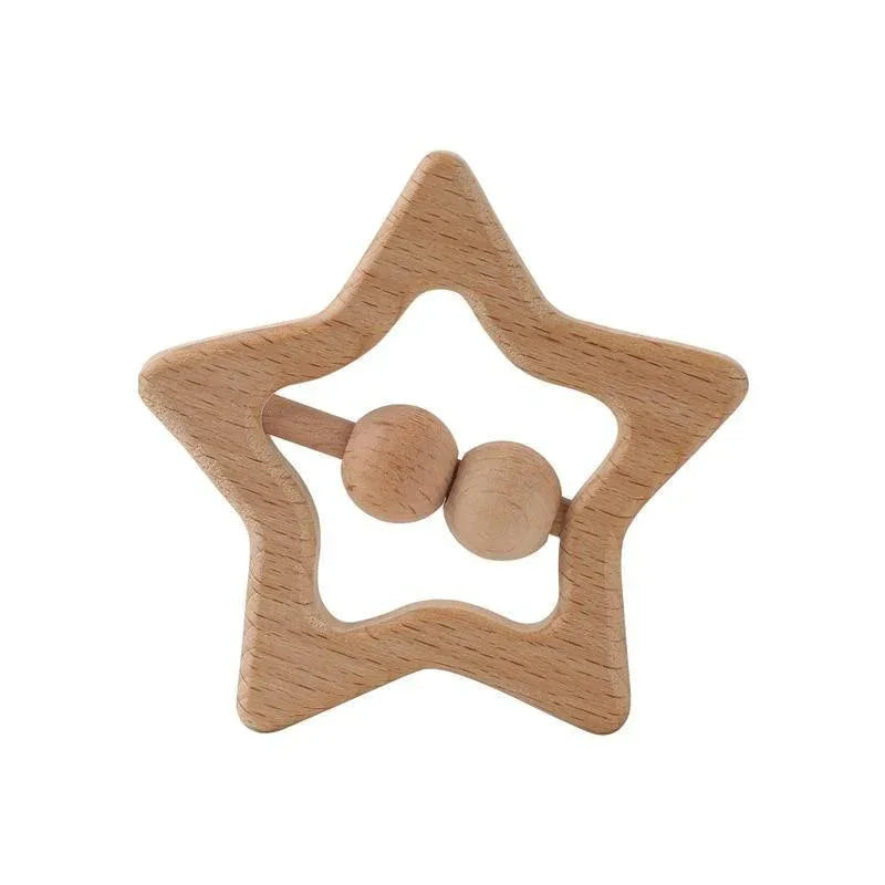 Modern Wooden Rattle Beech Bear Hand Teething Wooden Ring Baby Rattles Play Educational Toys For Kids - BIG FRENCHIES