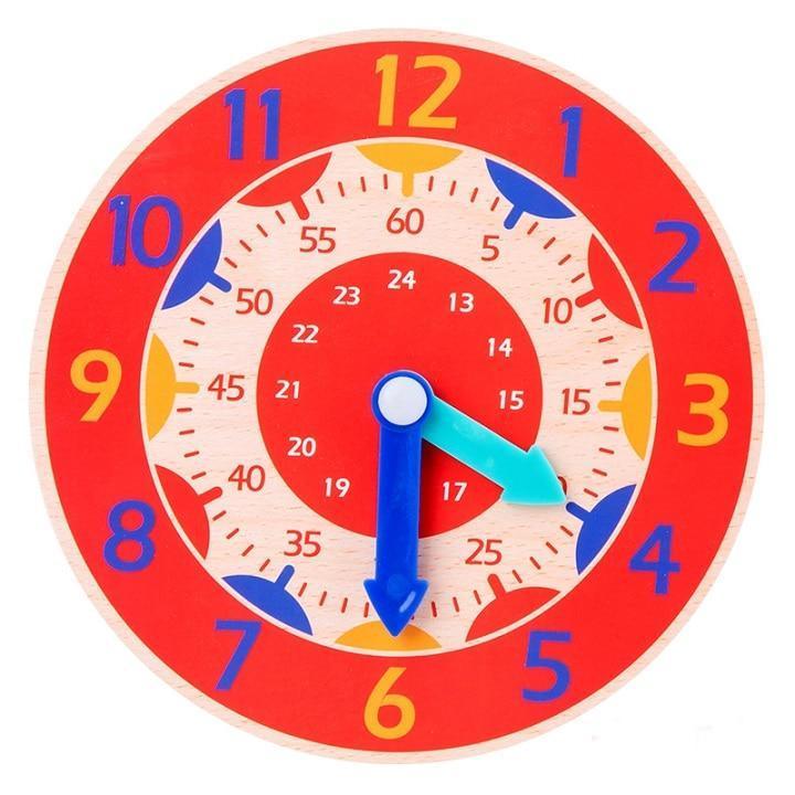 Children Montessori Wooden Clock Toys Hour Minute Second Cognition Colorful Clocks Toys for Kids Early Preschool Teaching Aids - BIG FRENCHIES
