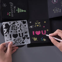 5Pcs/Set Children's Ruler Cutout Painting Template Hand Account Album Theme Lace Ruler Drawing Board Stencil Decoration Tools For Kids Drawing Education Toy - BIG FRENCHIES