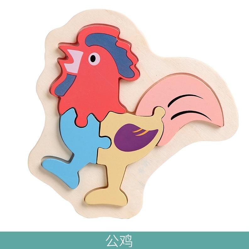 Wooden Children Colorful Animal Stevvex Puzzle for Toddler Creative Puzzle Early Educational Toys for Boys and Girls 2-4 - BIG FRENCHIES