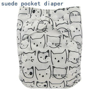 Newborn Cloth Diaper Sewed in Charcoal Bamboo Insert and Suede Pocket Diapers Waterproof Baby Nappies Design for Baby - BIG FRENCHIES