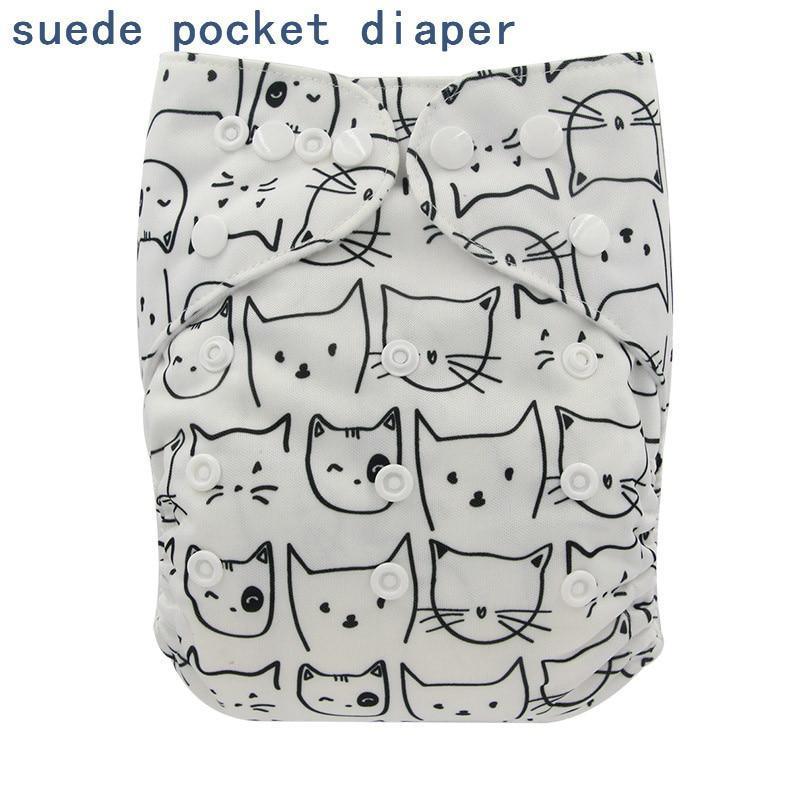 Newborn Cloth Diaper Sewed in Charcoal Bamboo Insert and Suede Pocket Diapers Waterproof Baby Nappies Design for Baby - BIG FRENCHIES