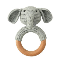 BPA Free Baby Wooden Teether Crochet Rattle Toy for Newborns