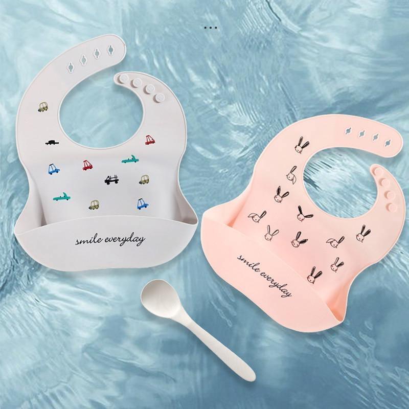 Cute Cartoon Print Baby Bibs Waterproof Soft Silicone Baby Feeding Stuff Dinosaur Pattern Bib For Kids - BIG FRENCHIES