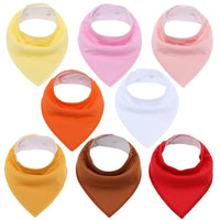 8PCS/SET Comfortable Colorful 100% Organic Cotton Adjustable Snaps Bandana Saliva Bibs For Baby Boys & Girls Kids - BIG FRENCHIES