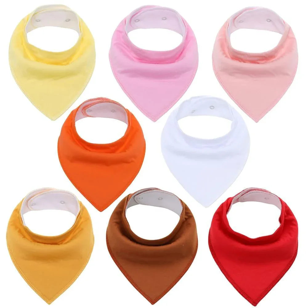 8PCS/SET Comfortable Colorful 100% Organic Cotton Adjustable Snaps Bandana Saliva Bibs For Baby Boys & Girls Kids - BIG FRENCHIES