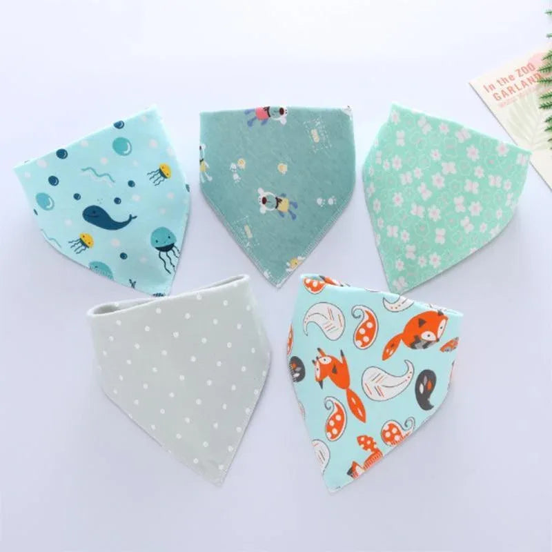 Trend 5PCS/SET Pack Baby Cotton Cartoon Saliva Towel Bandana Bibs For Baby Feeding Accessory For Baby Kids - BIG FRENCHIES