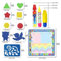 Coolplay 100x100cm Magic Water Drawing Mat Doodle Mat & 4 Drawing Pens & 1 Stamps Set Painting Board Educational Toys for Kids - BIG FRENCHIES