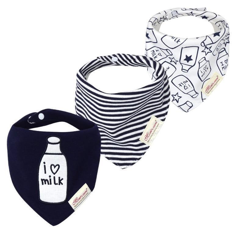 Moder 3PCS Baby Bibs Bandanna Lot Cotton Multi-style Triangle Cartoon For Infant Boys And Girls - BIG FRENCHIES