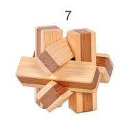 12 Style Brain Teaser 3D Wooden Interlocking Puzzles Game Toy Bamboo Small Size For Adults Kids - BIG FRENCHIES