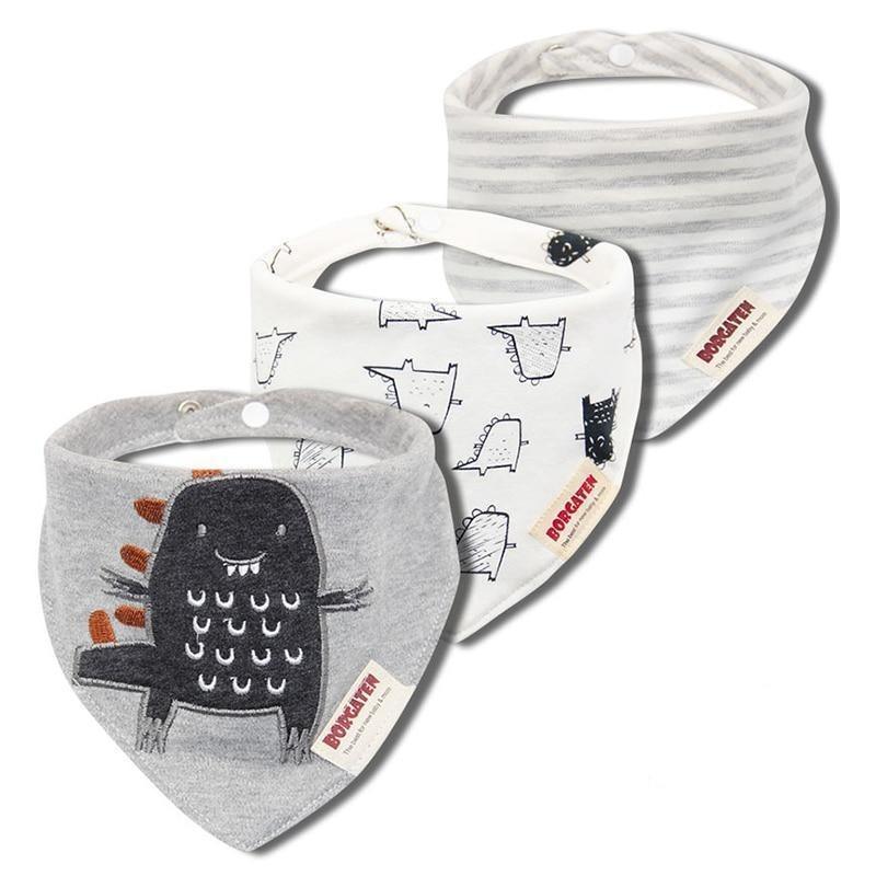 3PCS Comfortable Waterproof Organic Cotton Baby Burp Cloth Bandanna Scarf Bibs For Newborn Baby Boy And Girl - BIG FRENCHIES
